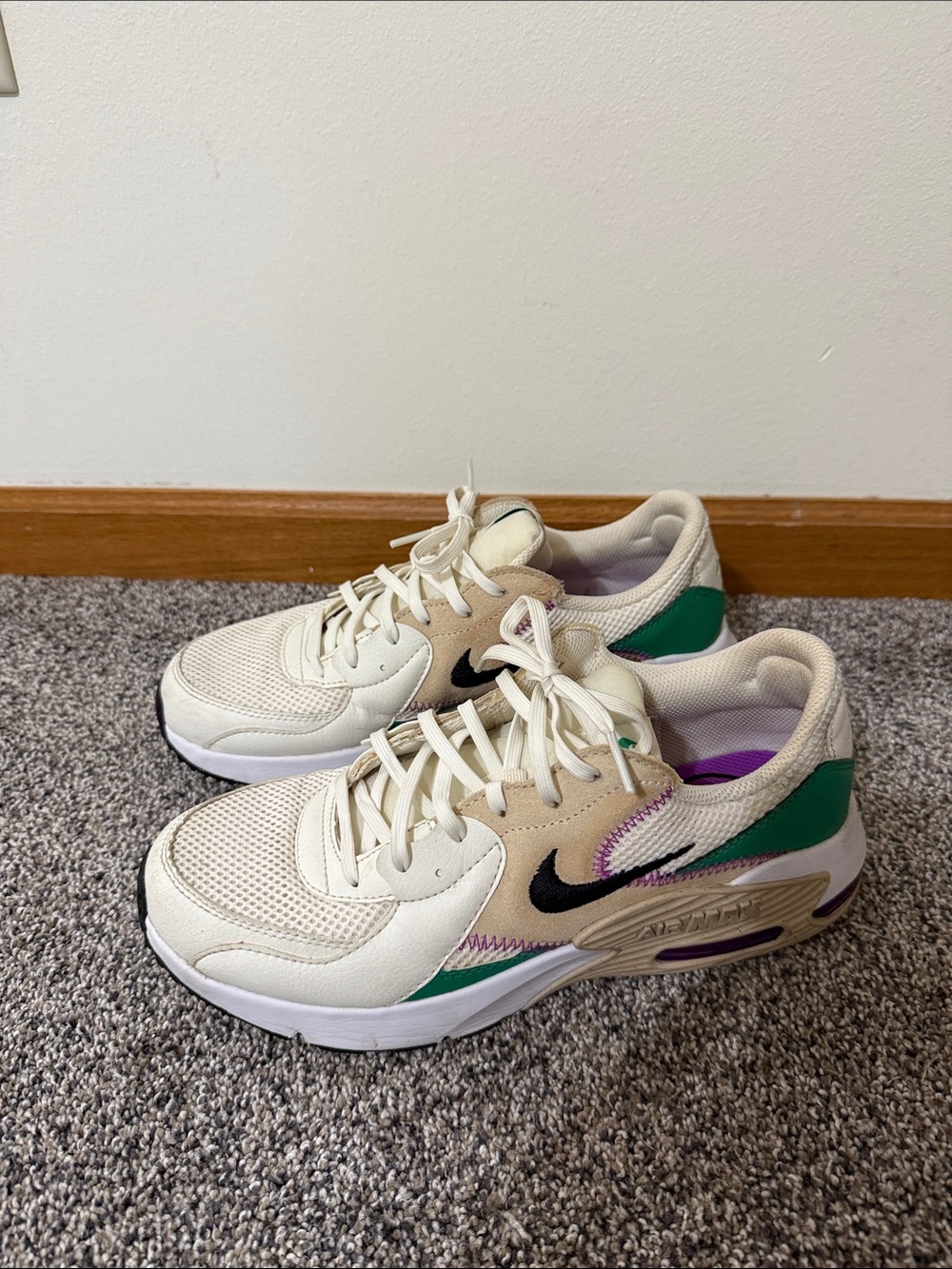 Nike Air Max - Cream with Green and Purple Accents